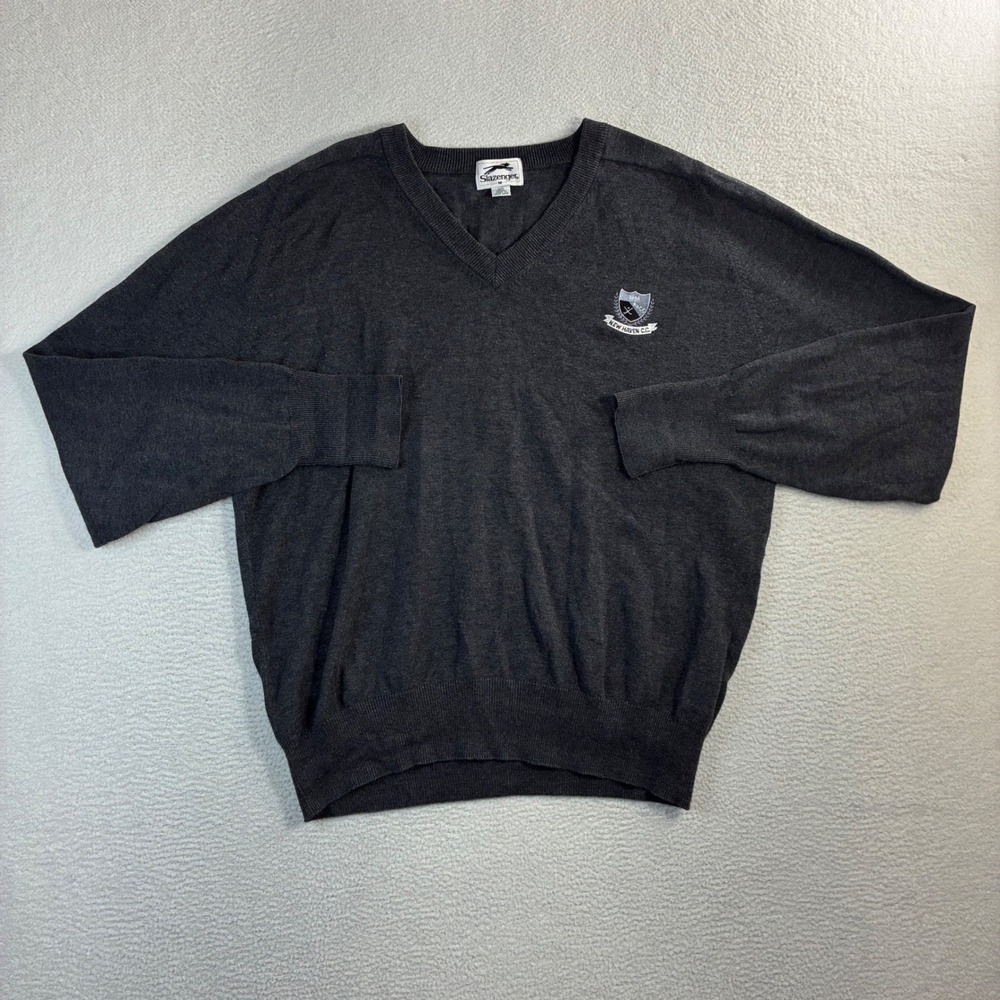 New‎ Haven Country Club Slazenger V Neck Sweater Men M Gray Golf Preppy Vintage